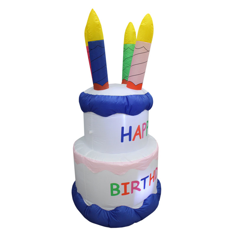 BZB Goods Inflatable Cake with Candles Happy Birthday Decoration